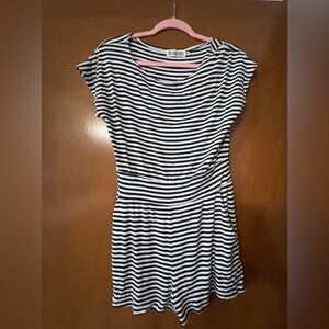 Fighting Eel Black and White Striped Mini Dress